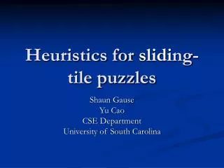 Heuristics for slidi ng-tile puzzles