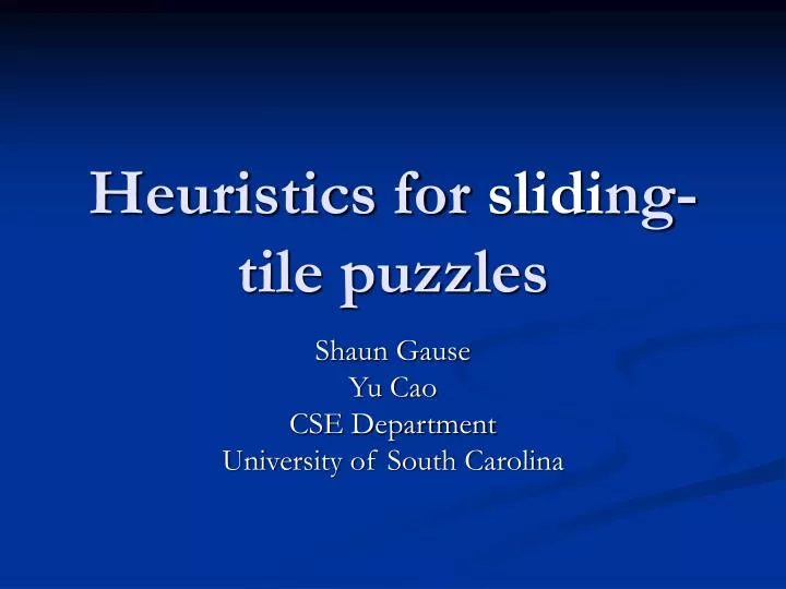 heuristics for slidi ng tile puzzles