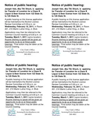 Notice of public hearing: