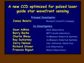 James Beletic Rockwell Scientific Company