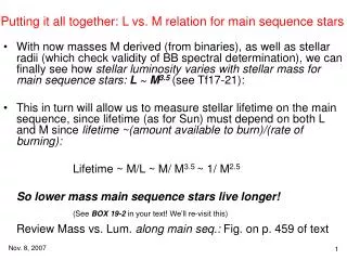putting it all together l vs m relation for main sequence stars