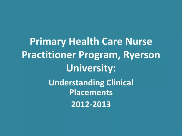 primary health care nurse practitioner program ryerson university