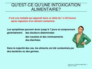qu est ce qu une intoxication alimentaire