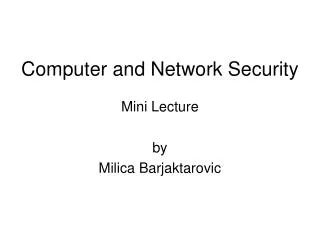 Computer and Network Security