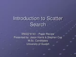 Introduction to Scatter Search