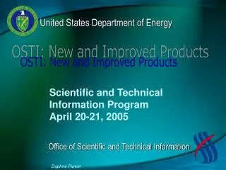 Scientific and Technical Information Program April 20-21, 2005