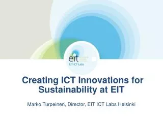 Creating ICT Innovations for Sustainability at EIT