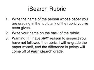 iSearch Rubric