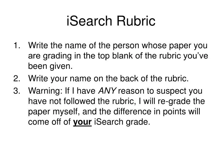 isearch rubric