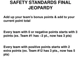 SAFETY STANDARDS FINAL JEOPARDY