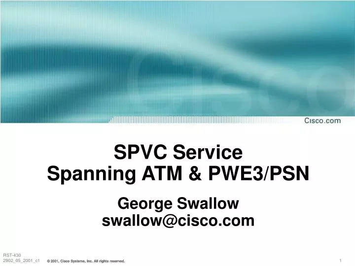 spvc service spanning atm pwe3 psn george swallow swallow@cisco com