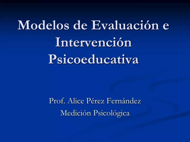 modelos de evaluaci n e intervenci n psicoeducativa