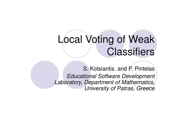 local voting of weak classifiers