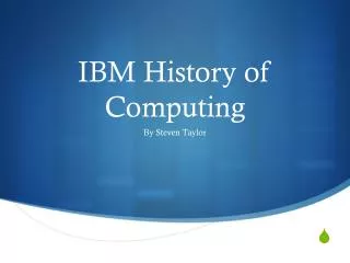 IBM History of Computing