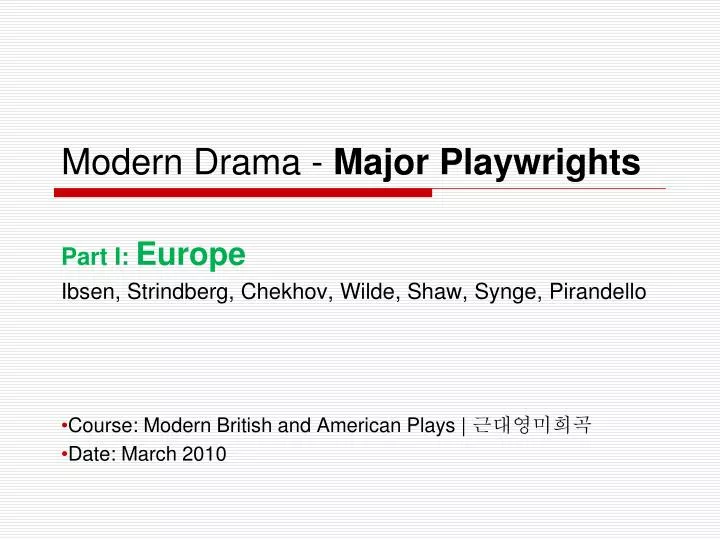 modern drama major playwrights