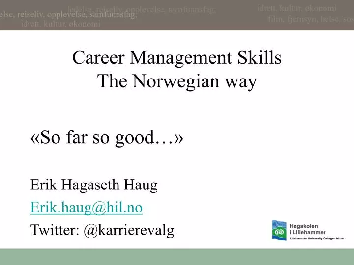 career management skills the norwegian way
