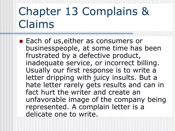 chapter 13 complains claims