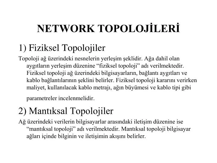 network topoloj ler