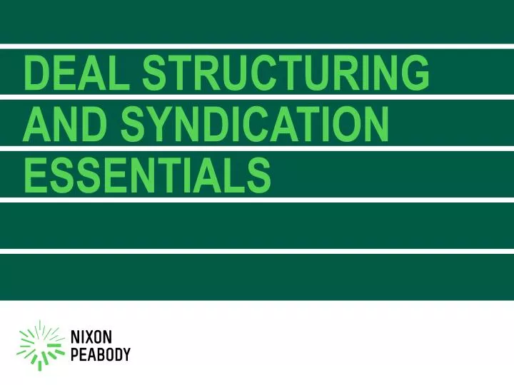 deal structuring and syndication essentials