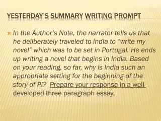 yesterday s summary writing prompt