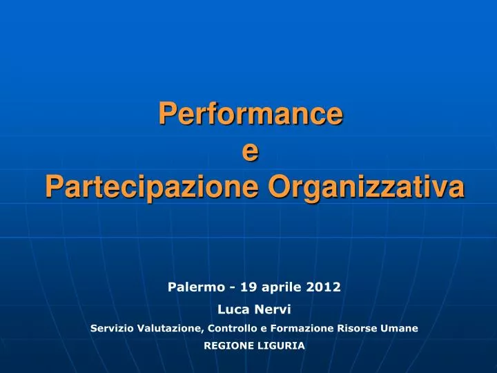performance e partecipazione organizzativa
