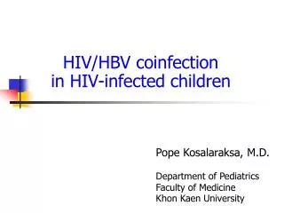 HIV/HBV coinfection in HIV-infected children