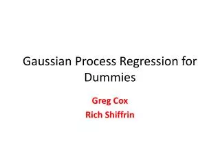 Gaussian Process Regression for Dummies