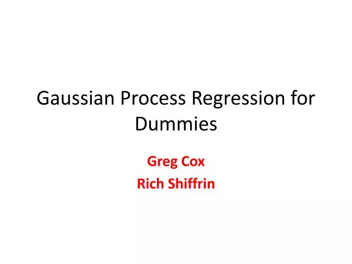gaussian process regression for dummies