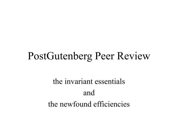 postgutenberg peer review
