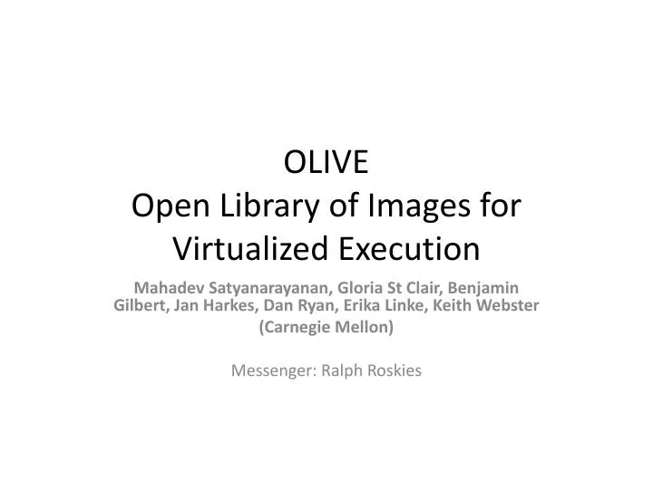 olive open library of images for virtualized execution