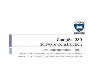 Java Implementation: Part 1 Version 1.3 of 2014-08-04: adjusted treatment of abstract classes
