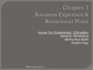 Chapter 3 Business Expenses &amp; Retirement Plans