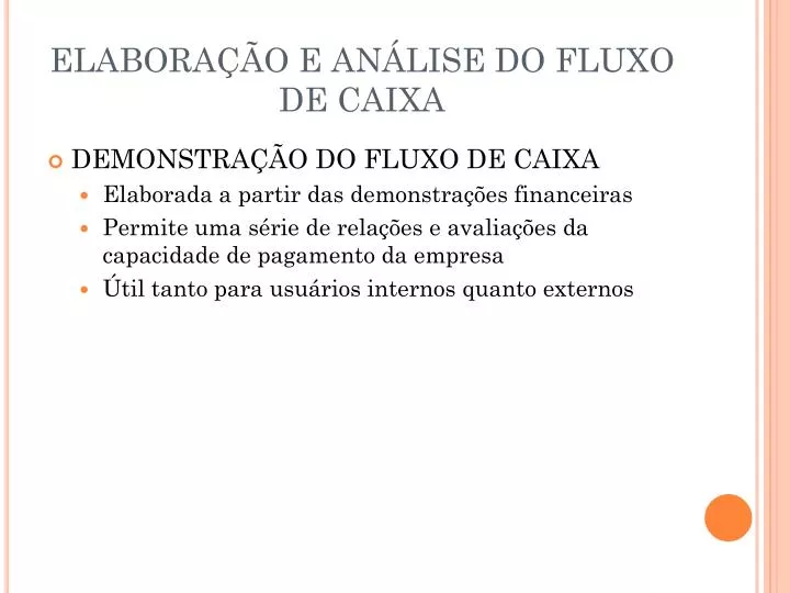 elabora o e an lise do fluxo de caixa