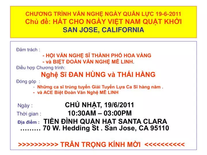 ch ng tr nh v n ngh ng y qu n l c 19 6 2011 ch h t cho ng y vi t nam qu t kh i san jose california