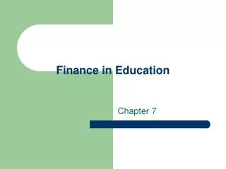 Finance in Education