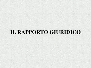 il rapporto giuridico
