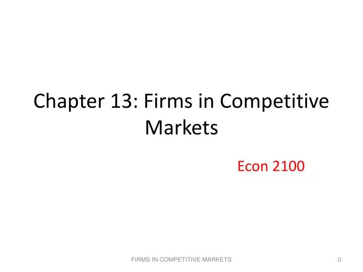 chapter 13 firms in competitive markets