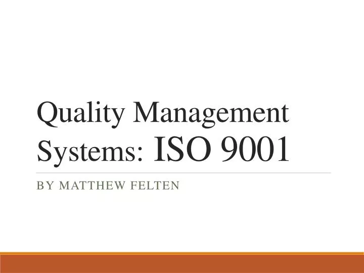 quality management systems iso 9001