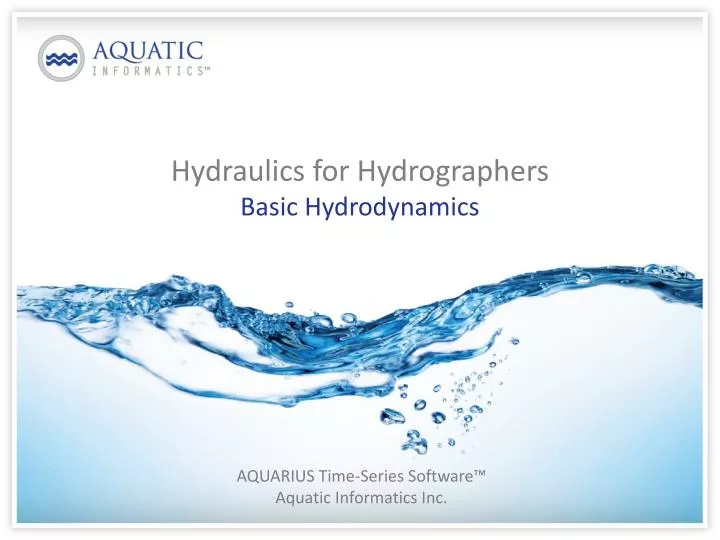hydraulics for hydrographers basic hydrodynamics