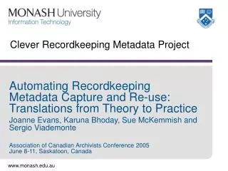 Clever Recordkeeping Metadata Project