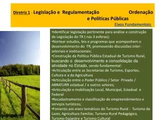 diretriz 1 legisla o e regulamenta o ordena o e pol ticas p blicas eixos fundamentais
