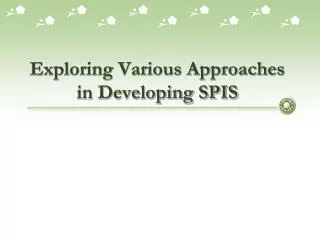 Exploring Various Approaches in Developing SPIS