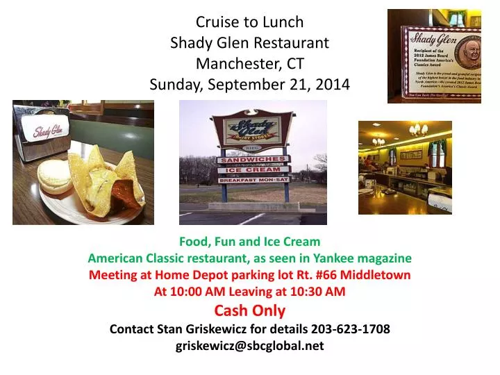 cruise to lunch shady glen restaurant manchester ct sunday september 21 2014