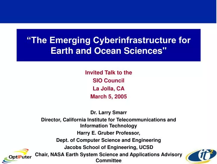 the emerging cyberinfrastructure for earth and ocean sciences