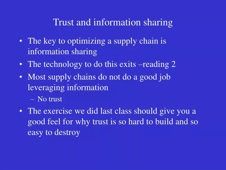 trust and information sharing