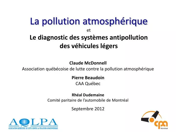 la pollution atmosph rique et le diagnostic des syst mes antipollution des v hicules l gers