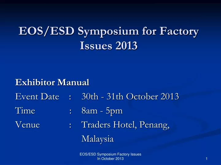 eos esd symposium for factory issues 2013