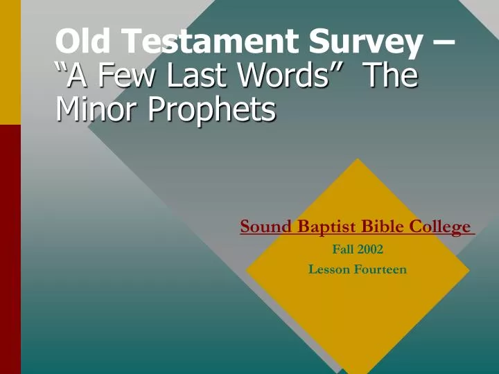 old testament survey a few last words the minor prophets