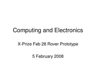 Computing and Electronics