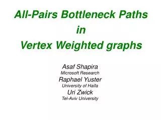 All-Pairs Bottleneck Paths in Vertex Weighted graphs